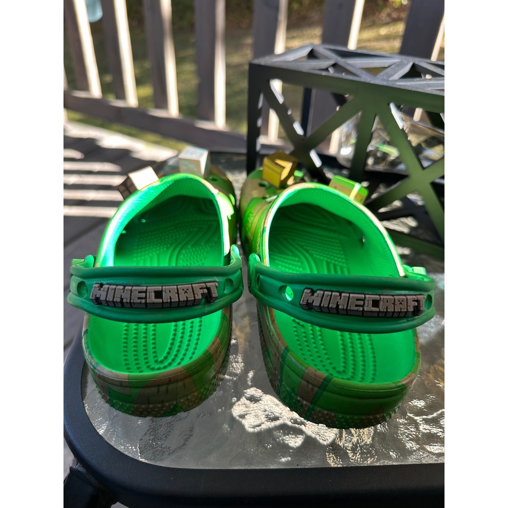 Croc Minecraft Clog Shoes Green Camo With Jibbitz Kids Junior Size J2 - Picture 2 of 7